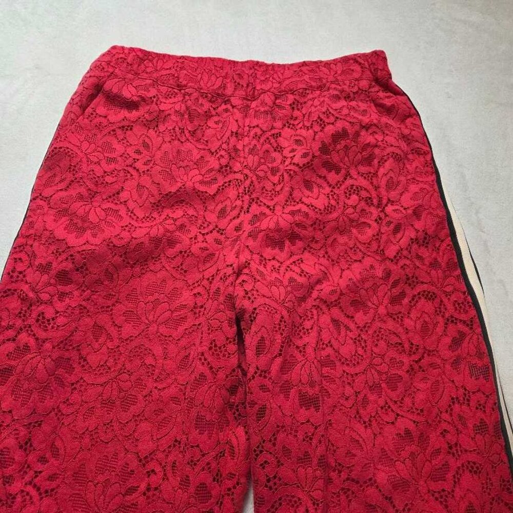 New S Maeve x Anthropologie The Brooklin red lace pull-on track pants Barberry - Picture 4 of 10